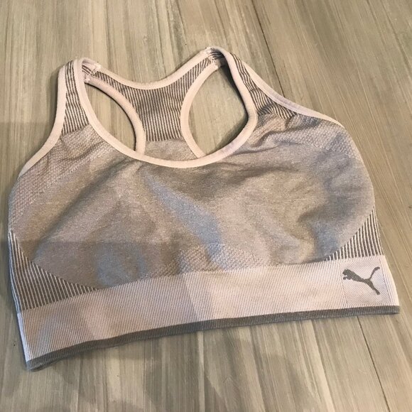 Puma Ladies Sports Bra Grey Color Size Large - Picture 1 of 2